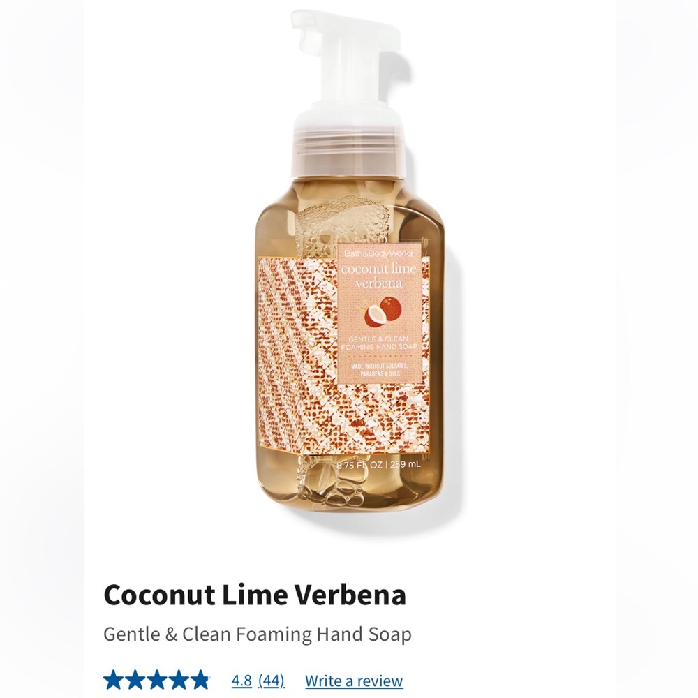 2) -“COCONUT LIME VERBENA” B&BW 8.75 fl oz Gentle & Clean Foaming Hand Soap, NWT